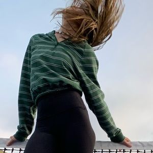 pacsun striped green half zip sweater